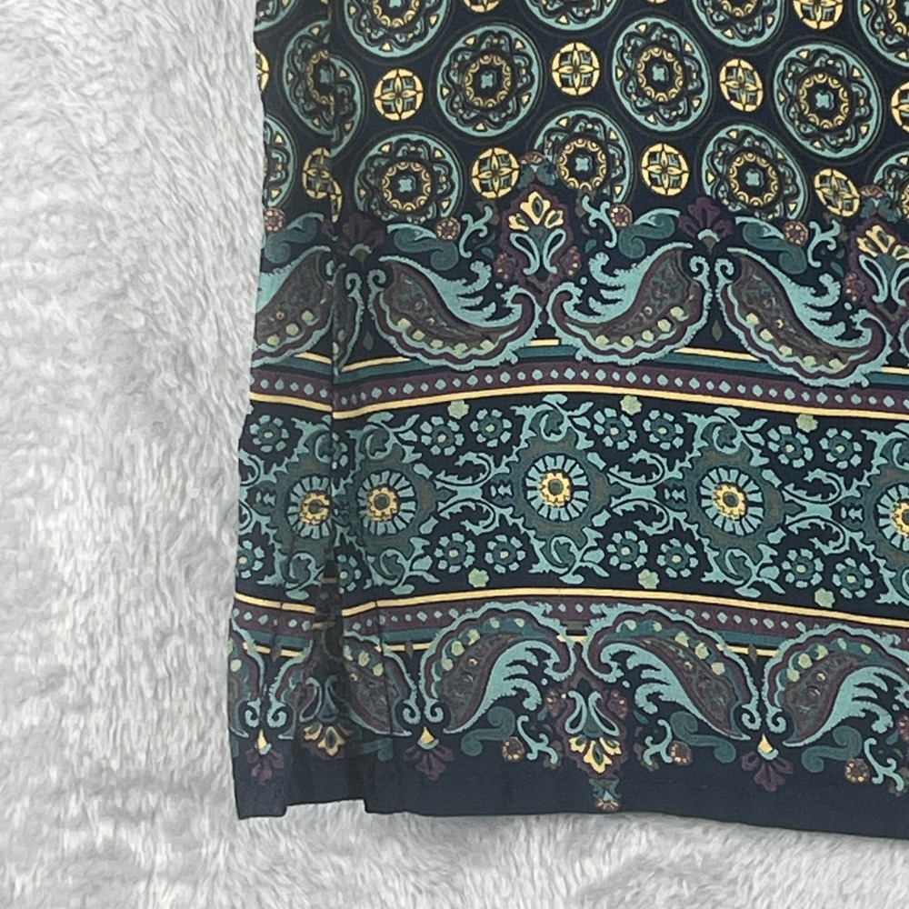 Talbots Womens M Sleeveless Boho Top Medallion Navy Teal Festival Tank Zipper - Picture 3 of 7